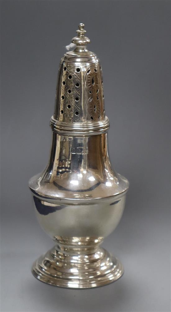 A late Victorian Brittania standard silver sugar caster, London, 1900, 4.5 oz.